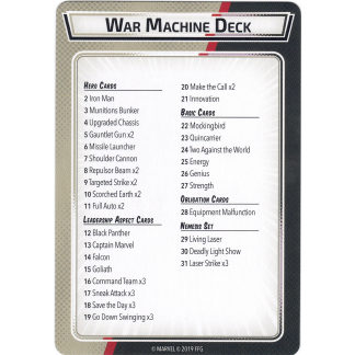 War Machine Preconstructed Deck Reference