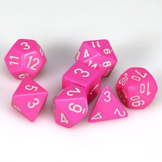 Pink/White Polyhedral 7 Die Set