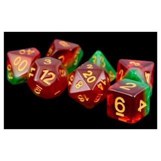 7 Dice Set - Watermelon and Gold