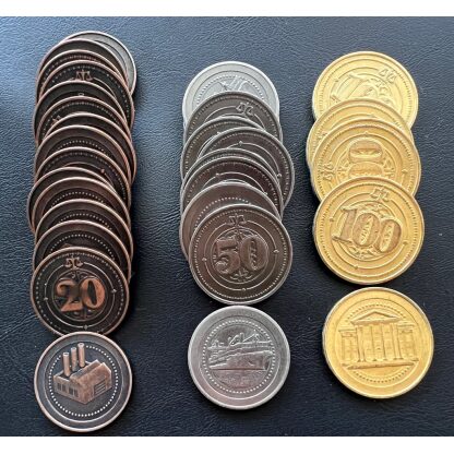 30 Metal Coin HIGH VALUE Board Game Upgrade Set (Industrial Coins)